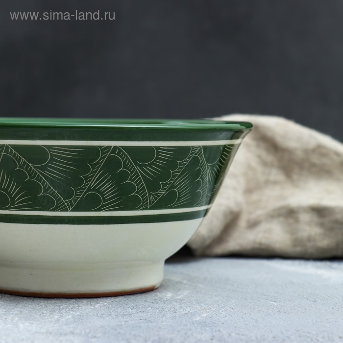 Коса Риштанская Керамика  Коса Риштанская Керамика "Узоры", 18 см, большая, зелёная