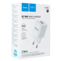 Переходник сетевого зарядного устройства на USB QC3.0 C145A HOCO белый