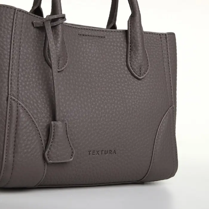 Сумка женская тоут TEXTURA на молнии, 25&times;7&times;21 см, однотонная, серая