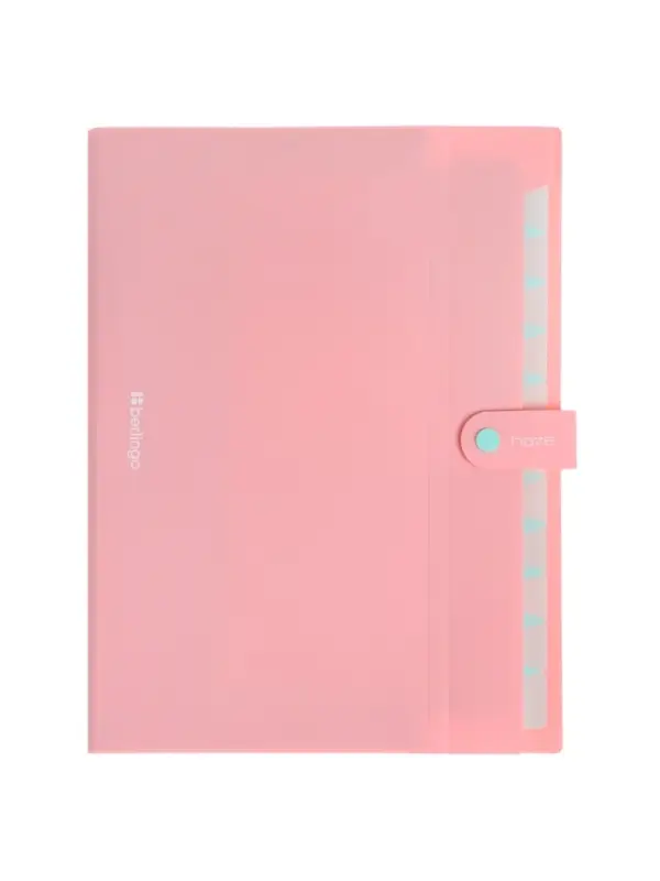 Папка А4 Haze, 12 отделений, 600 мкм, на кнопке, розовая