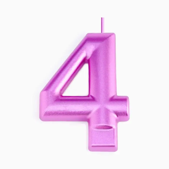Свеча для торта &laquo;Европейская ГИГАНТ&raquo;, цифра 4, 7 см, фиолетовый металлик