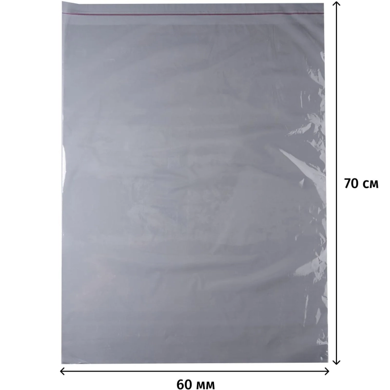 Пакет фасовочный ПП 60х70+5см с клеевым клапаном 30 мкм 100 шт/уп