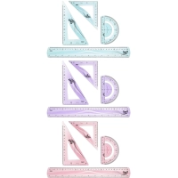 Набор чертежный Deli EH23 больш:лин 30см,угольн 13 и9см,трансп10см,гибк,асс