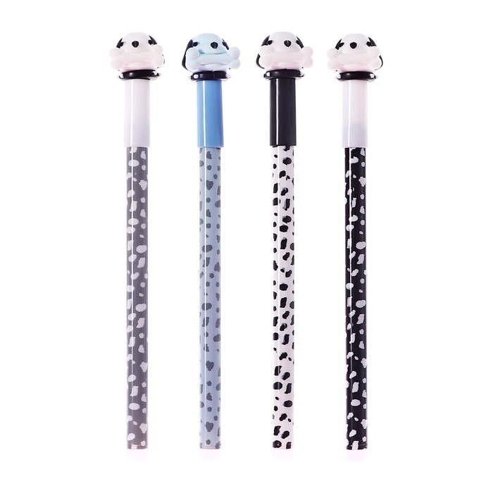 Ручка гелевая 0.5 мм, со стираемыми чернилами, синяя, штрихкод на штуке, МИКС Собачки Ручка гелевая 0.5 мм, со стираемыми чернилами, синяя, штрихкод на штуке, МИКС Собачки