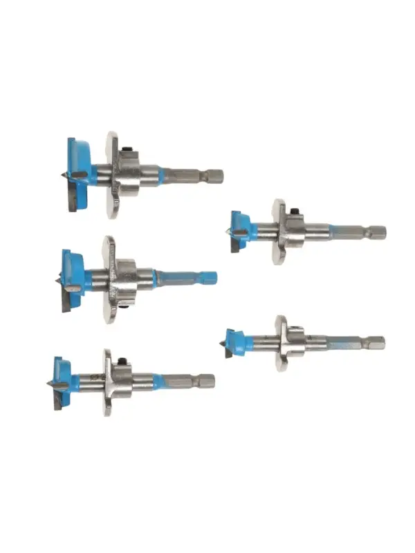 Набор сверл Форстнера ТУНДРА, регулируемая глубина, 15-20-25-30-35 мм, цилиндр. хвостовик