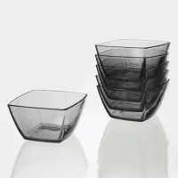 Салатники Paşabah&ccedil;e Tokyu. Gray, 500 мл, d=12.5 см, набор 6 шт., стекло, чёрные