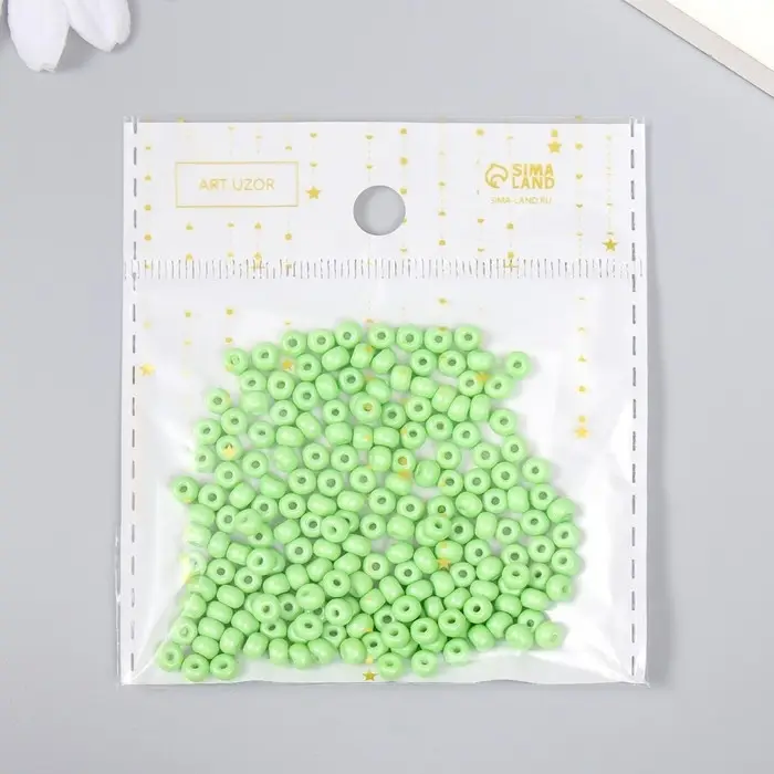 Бисер стекло 6/0  Бисер стекло 6/0 "Зелёная мята" 15 гр