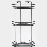 Полка для ванной угловая 3-х ярусная 20,5*20,5*52 см, цвет черный