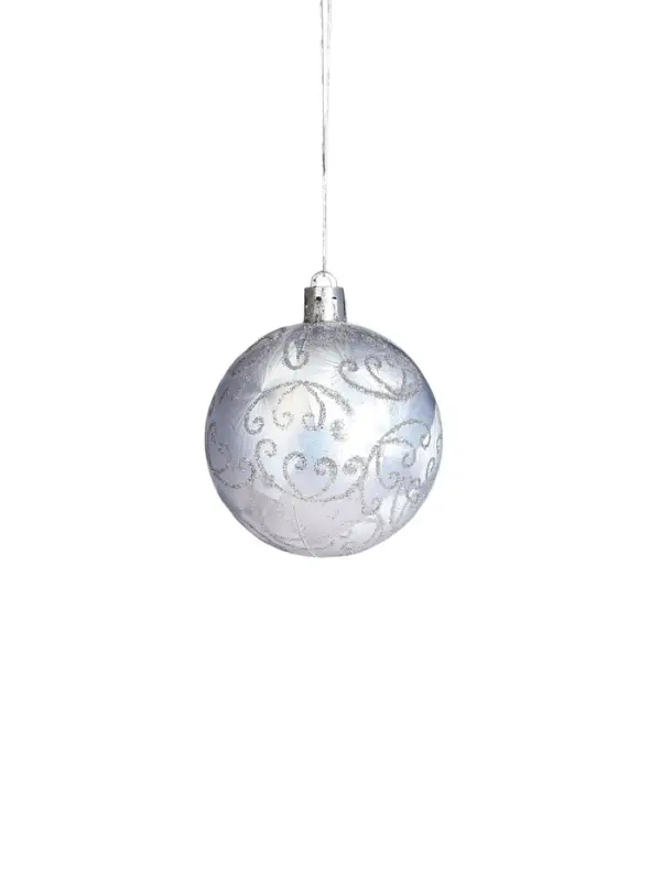 Ёлочные игрушки &laquo;Морозные узоры&raquo;, шары новогодние, d=6 см, набор 9 шт., белый/серебро