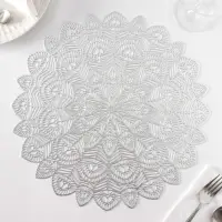 Салфетки сервировочные на стол Доляна &laquo;Цунами&raquo;, d=38 см, 4 шт., серебряные