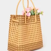 Сумка плетёная, 40&times;20&times;55 см, пластик, бежевая