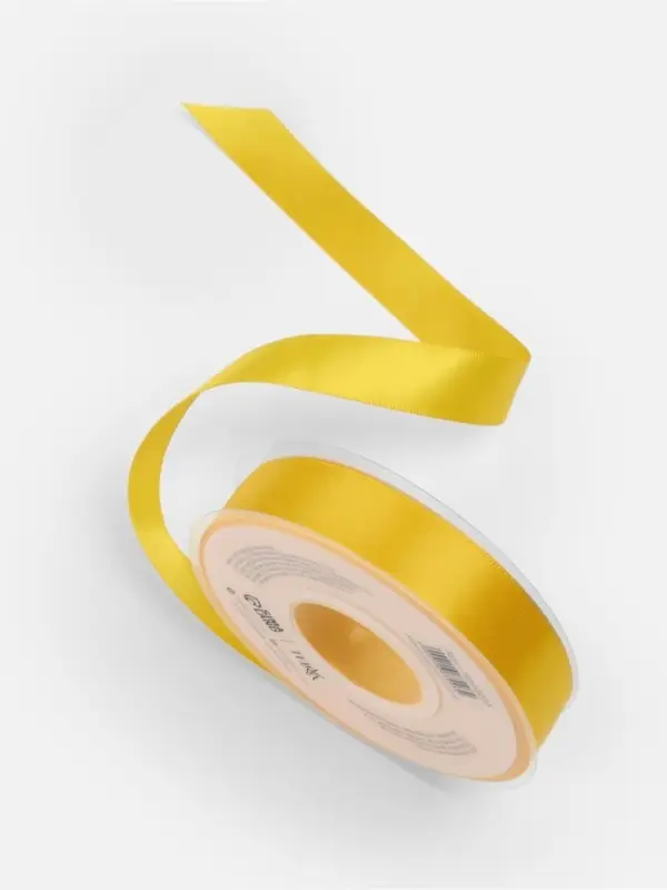 Лента атласная TEIRA, двухсторонняя, 20 мм, 25&plusmn;1 м, жёлтая №0645