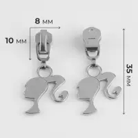 Бегунок для металлической молнии, №3, &laquo;Кукла&raquo;, 10 шт., цвет никель