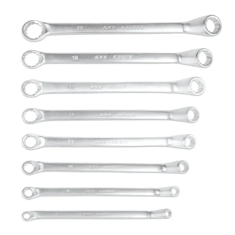 Набор ключей гаечных накидных изогнутых на держателе (6-22 мм) (8 предметов) AVS K2N8P