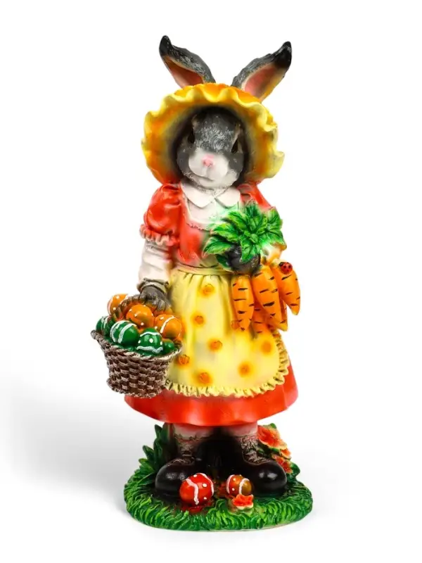 Садовая фигура из полистоуна &laquo;Зайчиха с корзинкой&raquo;, 50&times;19&times;22 см