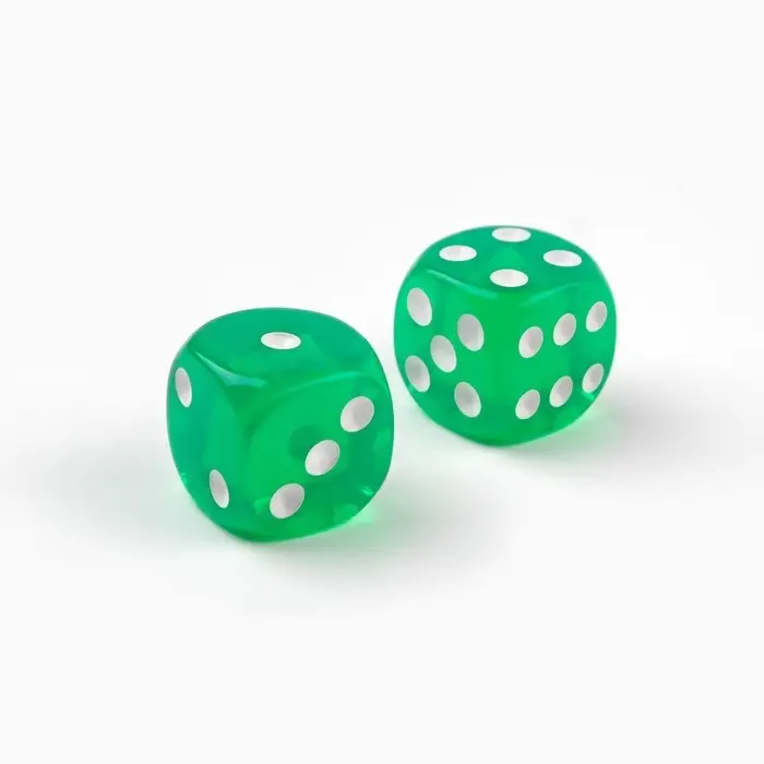 Кубики игральные «Время игры», 1.6×1.6 см, набор 2 шт., зеленые Кубики игральные «Время игры», 1.6×1.6 см, набор 2 шт., зеленые