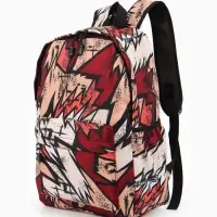 Рюкзак школьный, на молнии, три наружных кармана, с принтом, 30&times;13&times;42 см, разноцветный
