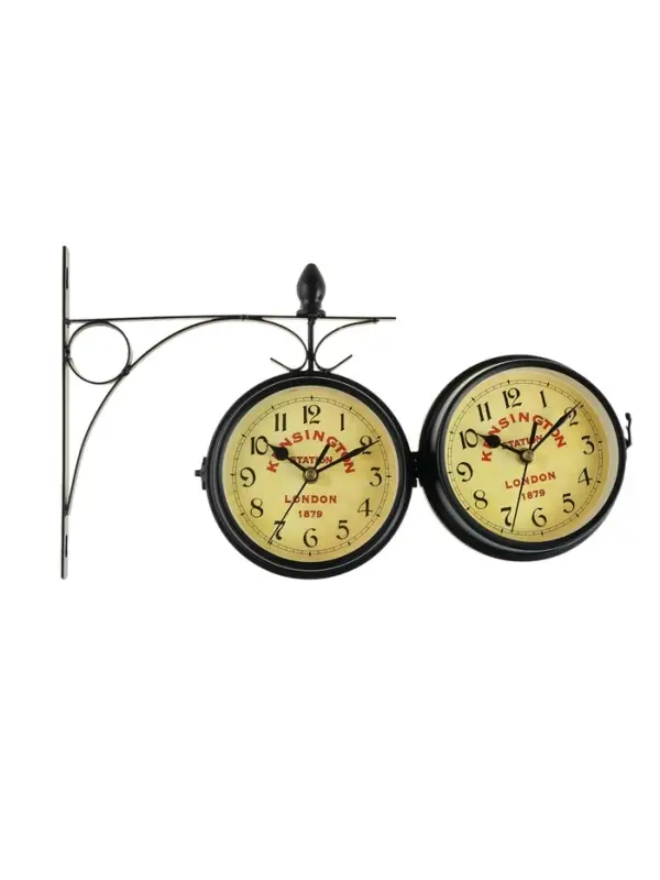 Часы настенные интерьерные Kensington station, двусторонние, на подвесе, бесшумные, плавный ход, d=12 см, от батареек 2&times;АА