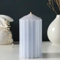 Свеча-цилиндр 7х14 см, 370 гр, рифлёная, лаванда Свеча-цилиндр 7х14 см, 370 гр, рифлёная, лаванда