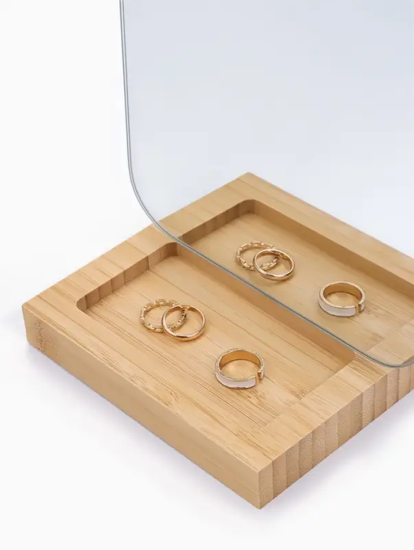 Зеркало с подставкой BAMBOO, на гибкой ножке, 16.5&times;26 см, (16.5&times;19.5 см), бамбуковое