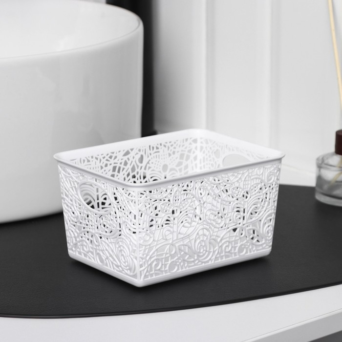 Корзинка для хранения «Кружевные цветы», пластик, 14×10×8 см, цвет МИКС Корзинка для хранения «Кружевные цветы», пластик, 14×10×8 см, цвет МИКС