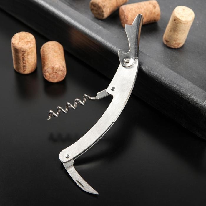 Штопор для вина складной Доляна Steel, 11 см, цвет серебристый Штопор для вина складной Доляна Steel, 11 см, цвет серебристый