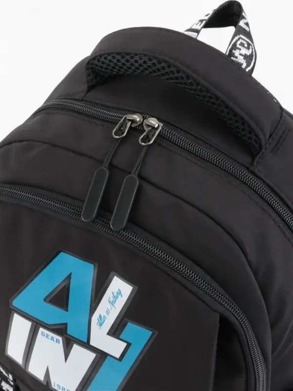 Рюкзак школьный на молнии, с карманами, принтом, размер 28×11×41 см, чёрный/голубой/белый Рюкзак школьный на молнии, с карманами, принтом, размер 28×11×41 см, чёрный/голубой/белый