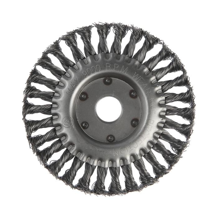 Щетка металлическая для УШМ ЛОМ, крученая проволока, плоская, посадка 22 мм, 150 мм Щетка металлическая для УШМ ЛОМ, крученая проволока, плоская, посадка 22 мм, 150 мм