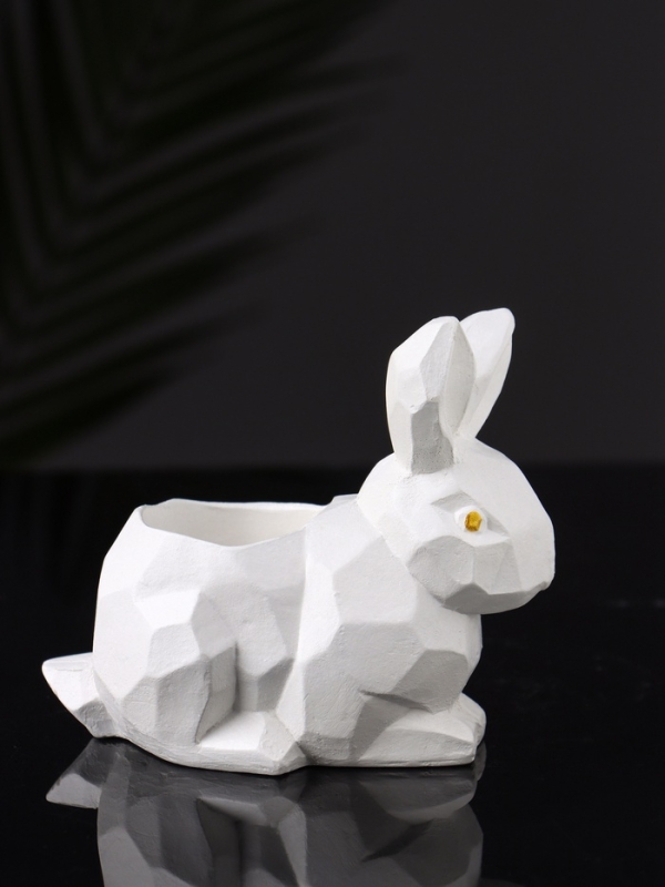 Подсвечник "Заяц геометрический" 8х7х5 см, белый