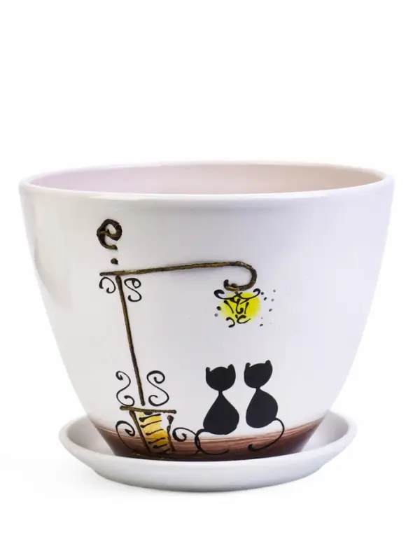 Горшок цветочный поддоном  8 л,  керамика, Вечер (М) Горшок цветочный поддоном  8 л,  керамика, Вечер (М)