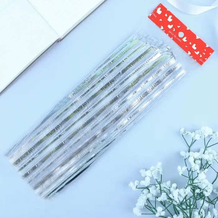 Подарочный бант - шар №10 &laquo;Полоски&raquo;, цвет серебро, для упаковки подарков