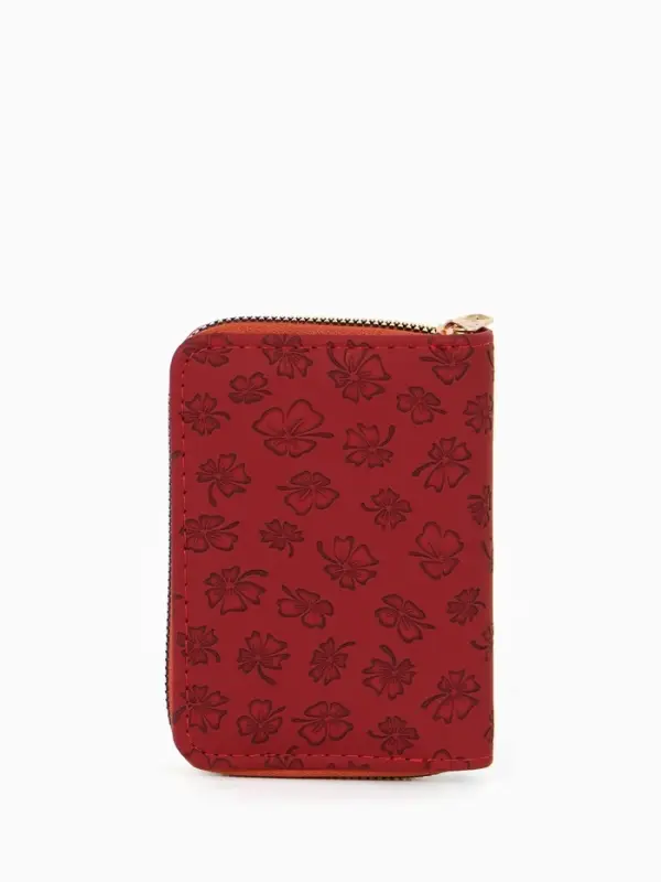 Кошелёк на молнии, 13&times;2&times;9 см, с принтом, бордовый