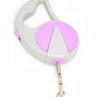 Рулетка - поводок для собак, лента 3 м, пластик, серая, сиреневая