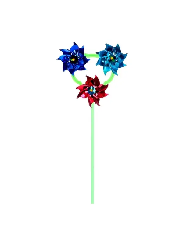 Ветерок &laquo;Вертушка тройная&raquo;, садовая, 18&times;39 см, набор 5 шт., МИКС