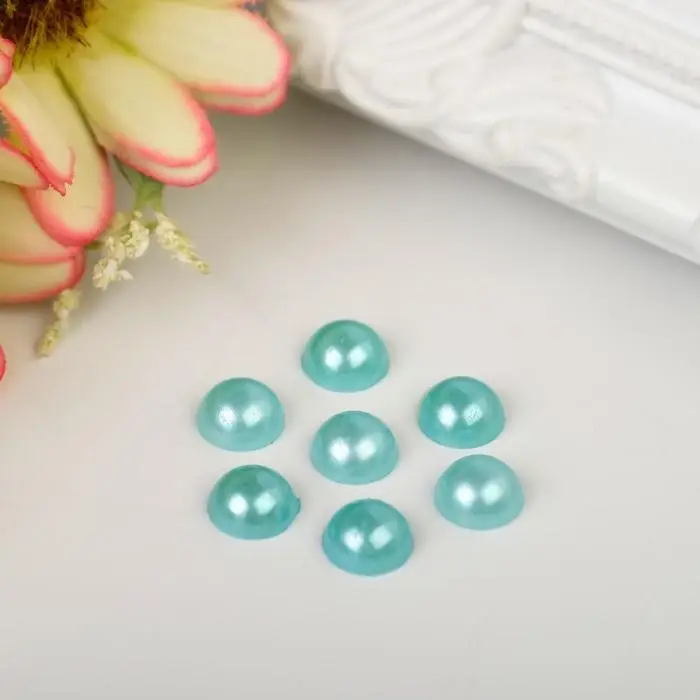 Набор для творчества диаметр 0,9 см "Жемчуг половинка бирюза"  вес - 19 грамм