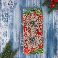 Ёлочные игрушки 2 шт. &laquo;Зимнее волшебство. Ажурный цветок&raquo; пластик, 14 см, серебро