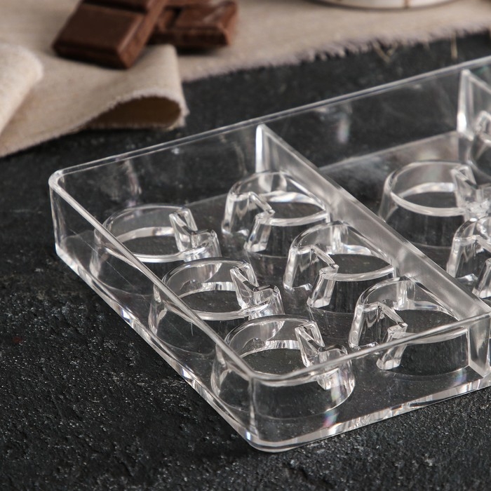 Форма для конфет и шоколада «Пакман», 14 ячеек, 20×12×2,5 см, ячейка d=3 см, цвет прозрачный Форма для конфет и шоколада «Пакман», 14 ячеек, 20×12×2,5 см, ячейка d=3 см, цвет прозрачный