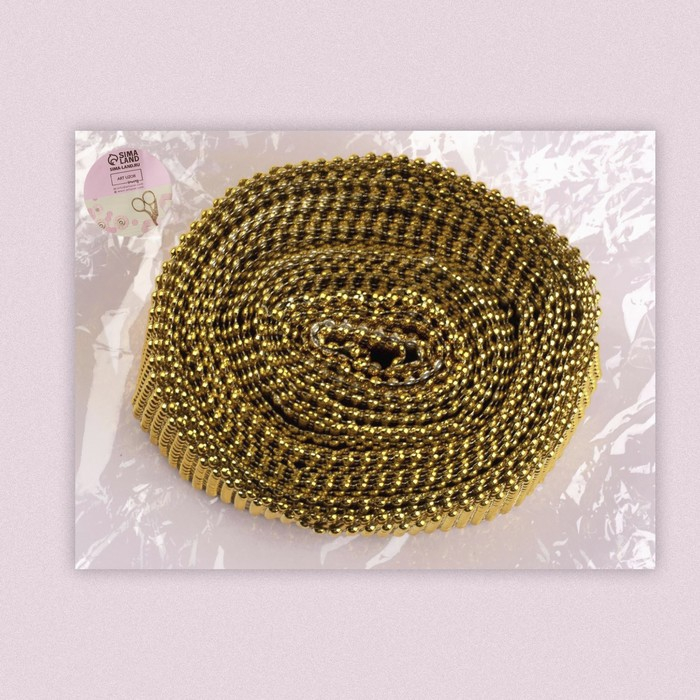 Лента с имитацией выпуклых страз, 5,75 см, 9 ± 1 м, цвет золотой Лента с имитацией выпуклых страз, 5,75 см, 9 ± 1 м, цвет золотой