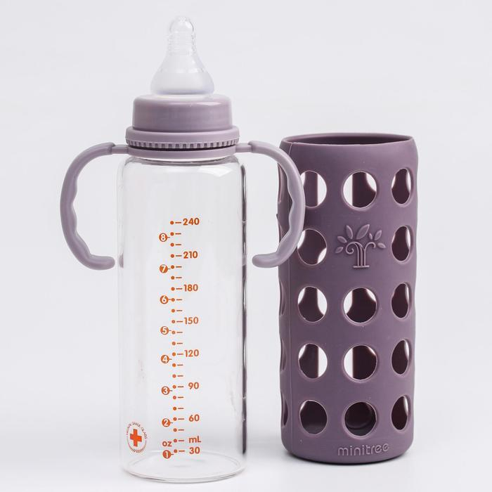 Бутылочка в силиконовом чехле, стекло, классическое горло, +6мес., 240мл., цвет МИКС для девочки Бутылочка в силиконовом чехле, стекло, классическое горло, +6мес., 240мл., цвет МИКС для девочки