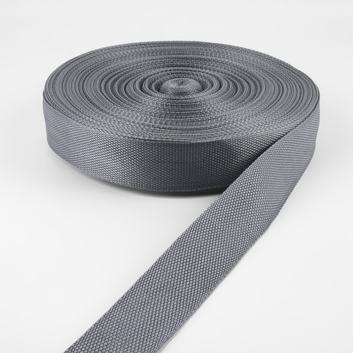 Стропа ременная, 40 мм, 50 ± 1 м, плотность 15,5 гр/м, цвет серый №19 Стропа ременная, 40 мм, 50 ± 1 м, плотность 15,5 гр/м, цвет серый №19