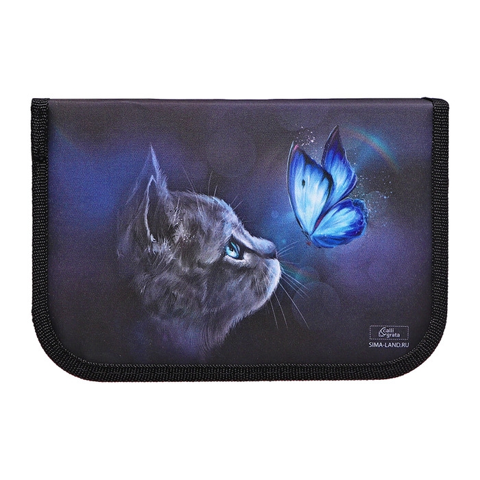 Пенал 3 секции, вкладка внутри, 140 х 210 х 40 мм, тканевый, Calligrata TOP Block  Пенал 3 секции, вкладка внутри, 140 х 210 х 40 мм, тканевый, Calligrata TOP Block "Милый котик"