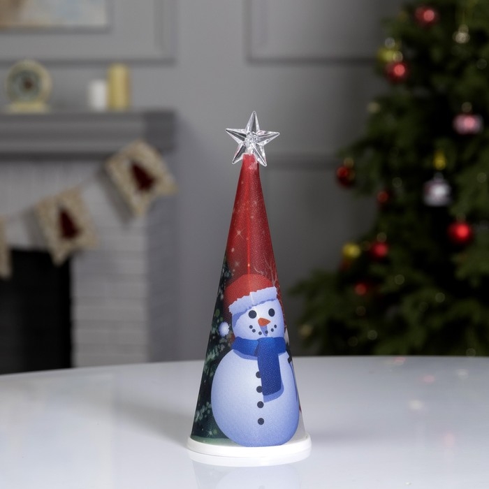 Светодиодная фигура «Ёлка со снеговиком» 7.5 × 21 × 7.5 см, пластик, батарейки CR2032х1 (в комплекте), свечение мульти Светодиодная фигура «Ёлка со снеговиком» 7.5 × 21 × 7.5 см, пластик, батарейки CR2032х1 (в комплекте), свечение мульти