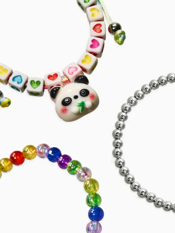 Браслет детский «Выбражулька», 3 шт. набор, панда ,бусины, цветной Браслет детский «Выбражулька», 3 шт. набор, панда ,бусины, цветной