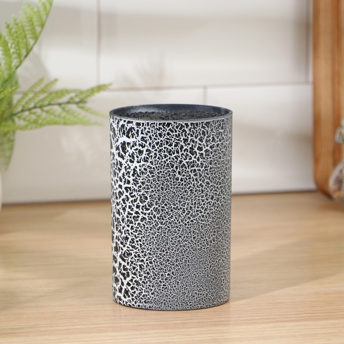 Подставка для ножей с наполнителем Доляна «Кракле», 14×9 см, цвет чёрный Подставка для ножей с наполнителем Доляна «Кракле», 14×9 см, цвет чёрный