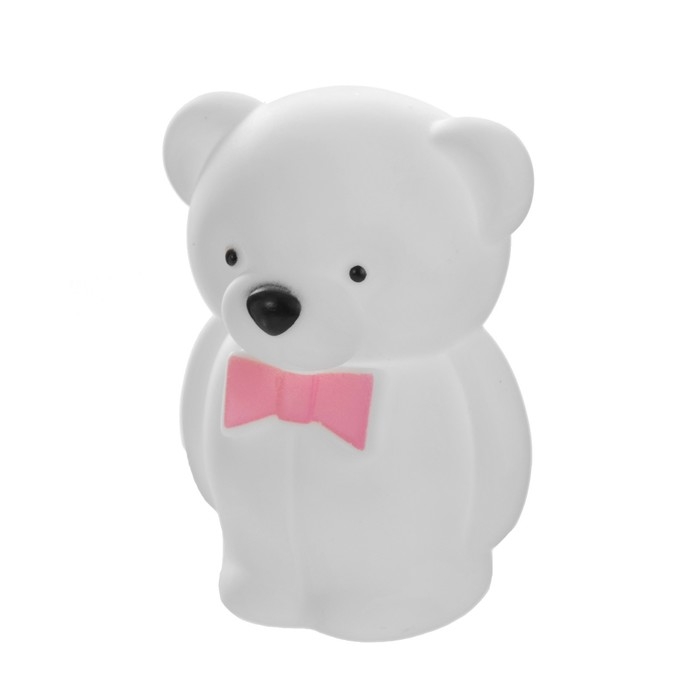 Ночник "Мишка с бантом" LED 2Вт от батареек 3хLR44 бело-розовый 5,5х7,5х11 см RISALUX