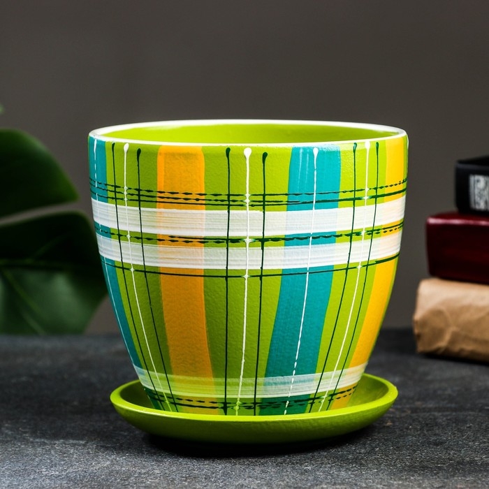 Горшок цветочный Горшок цветочный "Английская клетка" разноцветное, 1,4 л