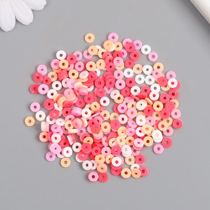 Бусины для творчества PVC Бусины для творчества PVC "Колечки. Перламутр. Розовый закат" набор ≈ 330 шт 0,1х0,6х0,6 см 989737