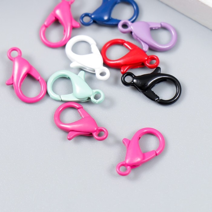 Основа для брелока карабин металл Основа для брелока карабин металл "Клик" МИКС набор 10шт 0,9х1,4 см