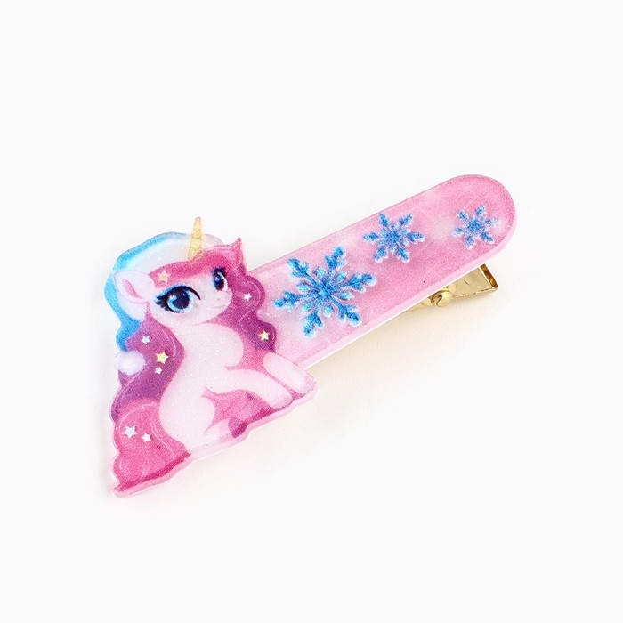 Заколка для волос новогодняя &laquo;Единорог&raquo;, на Новый год, 5,2 х 2,7 см