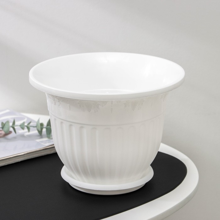 Горшок для цветов с поддоном «Лозанна», 3 л, пластиковый, цвет белый Горшок для цветов с поддоном «Лозанна», 3 л, пластиковый, цвет белый